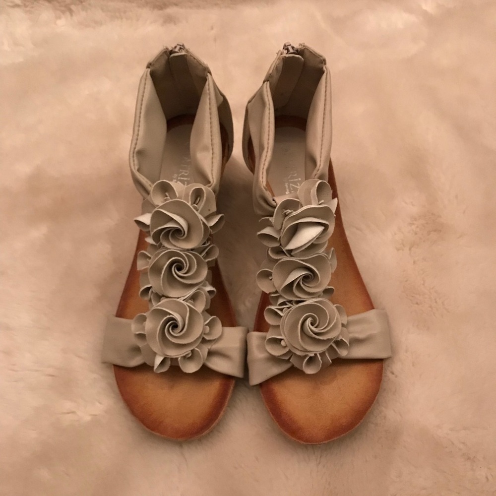 Taupe floral wedges